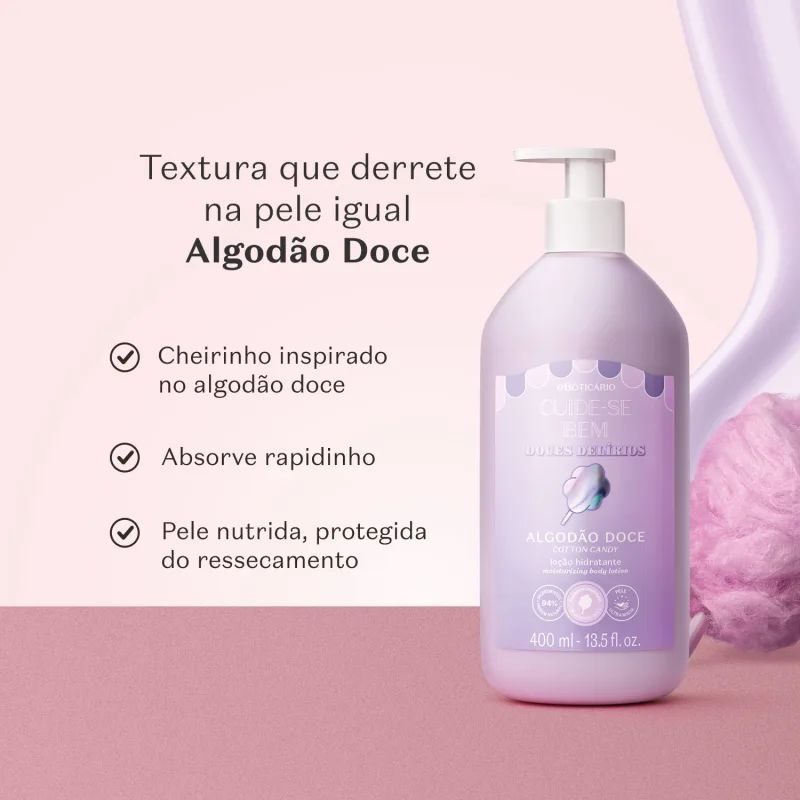 LO��O HIDRATANTE DESODORANTE CORPORAL CUIDE-SE BEM DOCES DEL�RIOS ALGOD�O DOCE 400ML